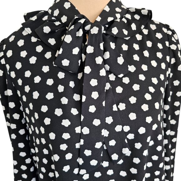 Kate Spade Cloud Dot White and Black Polka Dot Blouse Sz S - Picture 2 of 8